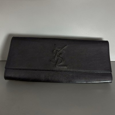 Yves Saint Laurent YSL  Belle De Jour Clutch Handbag 11'' BlackLeather Wallet