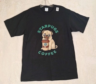 Coffee Lover Gift Starpugs Dog T Shirt Tee Men Women Adult M Pugs Doughnuts 