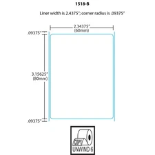 Digi 1518-B for DPS-2600/6000/7000 80mm 3" Core Blank 3x, 1800 Labels/Roll