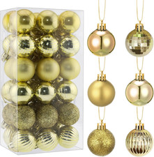 36 Pieces Christmas Mini Balls Ornaments Shatterproof Glitter Balls Xmas Tree Mi