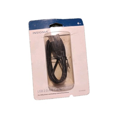 Insignia- 6' USB 2.0 A-Male-to-B-Male Cable - Black Printer Desktop New