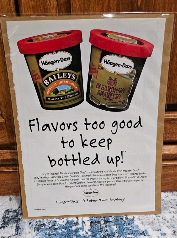 Haagen-Dazs 1994 Vintage Ice Cream Magazine Ad Disaronno and Baileys Liqueur