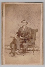 Antique CDV Circa Unmarked Man Seated in Armchair Unmarked