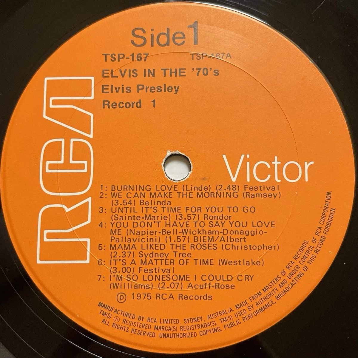 Elvis Presley Elvis In The 70's Vinyl Record 12” 33 RPM TSP-167 RCA Victor 1975