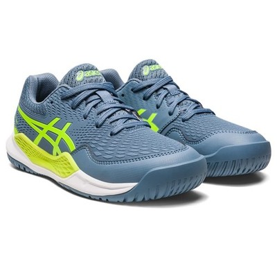 ASICS Gel-Resolution 9 Grade School Shoe, Steel blue /Hazard Green 7 M Big Kid