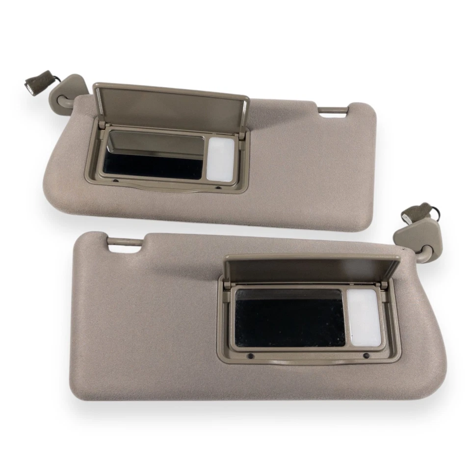 2002-2005 Hyundai XG350 Driver & Passenger Side Sun Visor Pair Set Tan - Image 4 of 4