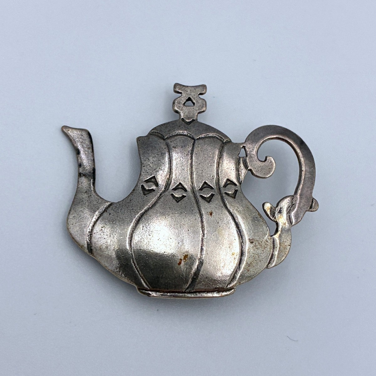 Vintage Sterling 925 Teapot Brooch / Pin Signed WDL 1" Whimsical Wonderland