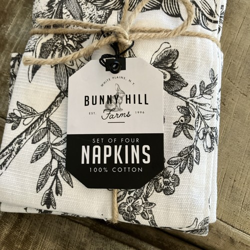Bunny Hill Farms Floral Toile Cloth Napkins Set 4 18”sq - Picture 3 of 3
