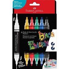 6 Dual Tip Set Acrylic Shake Paint Pens, Permanent Art Markers FREE SHIP USA