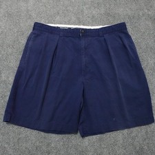 Vintage Polo Golf Ralph Lauren Shorts Men 40 Navy Pleated Chino Shield Logo 0667
