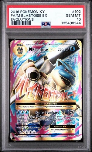 2016 POKEMON XY EVOLUTIONS #102 FULL ART/M BLASTOISE EX PSA 10