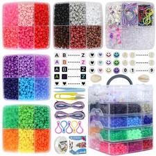 Pony Beads Bulk,Kandi Beads for Necklace Jewelry Making Hair Braiding,Bracele...