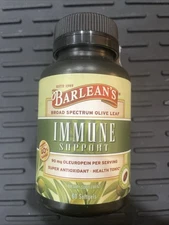 Barlean’s Immune Support - 60 Ct  - 90mg - Oleuropein Broad Spectrum Olive Leaf