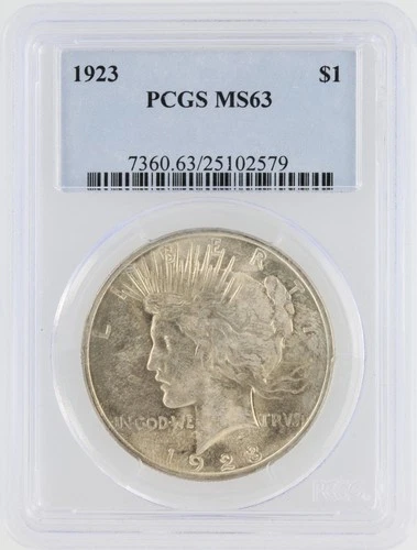 1923 Peace Silver Dollar PCGS MS63 S$1 Philadelphia Minted No Reserve