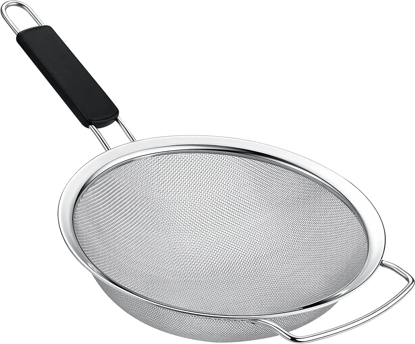 8" Large Fine Mesh Strainer with thermo plastic rubber handle - Sieve Fine Me...