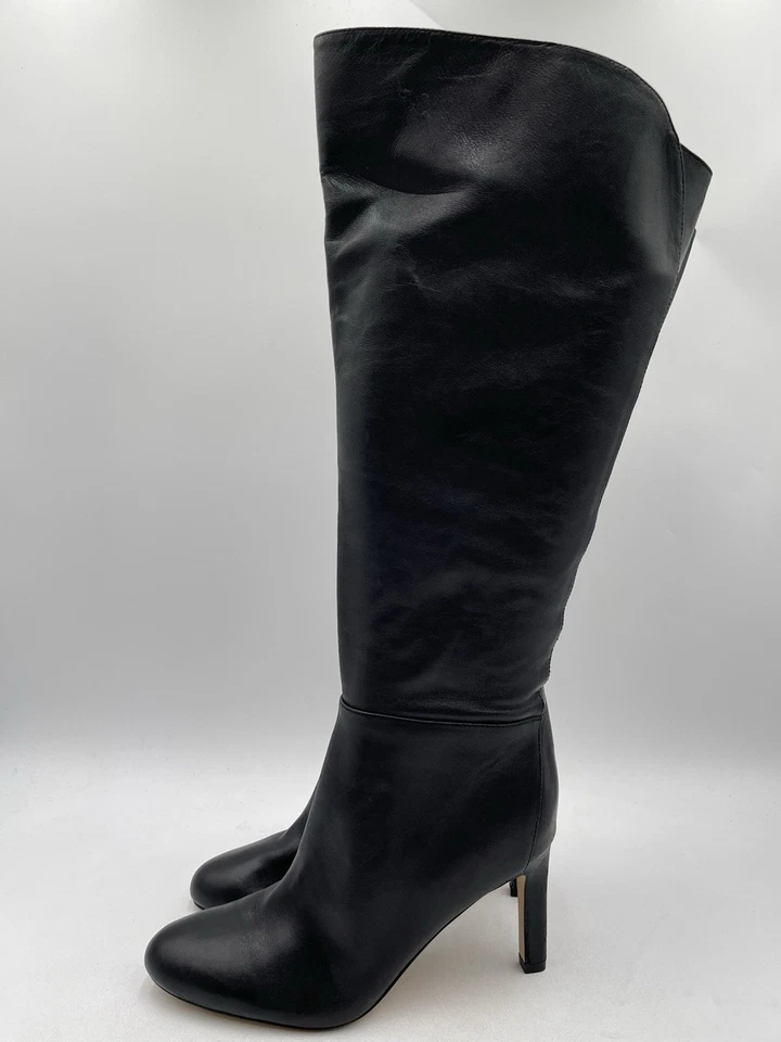 Botas hasta la rodilla Nine West para mujer SANCHA de cuero negro talla 9M pantorrilla ancha Foto 3 de 4