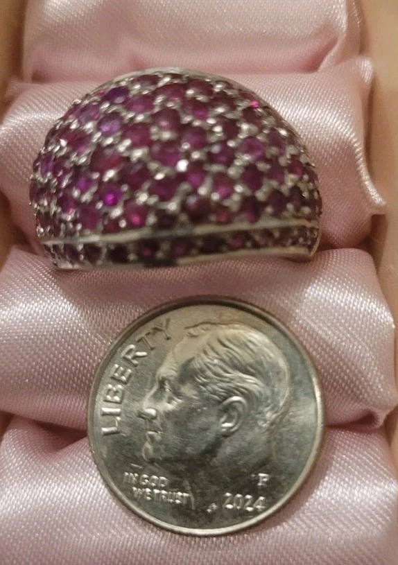 Anillo 925 SS Piedras Granate Natural Talla 7 Foto 2 de 4