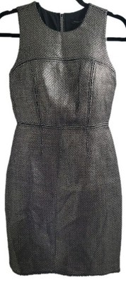 Banana Republic Sparkle Tweed Sheath Dress Gunmetal Metallic Size 0 NWT