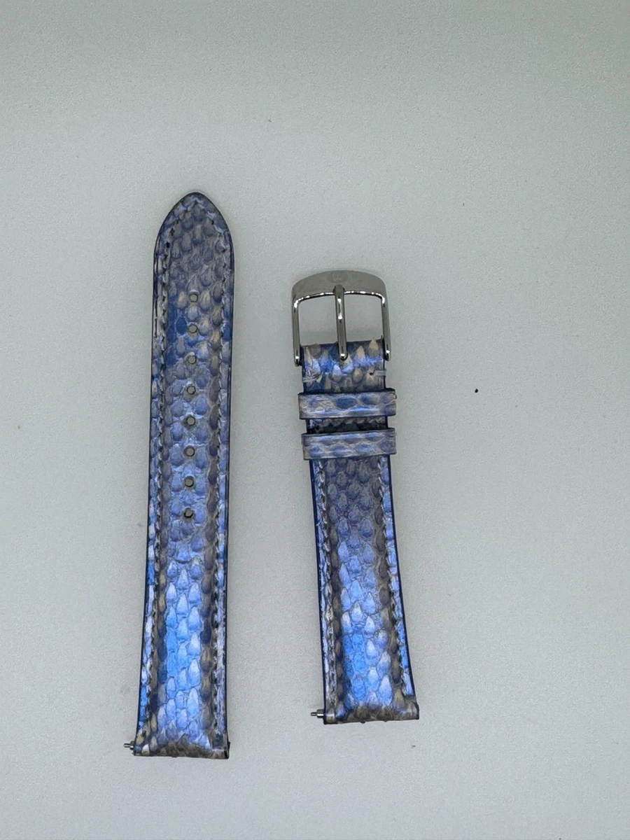MICHELE 18mm Saffiano Embossed Iridescent Blue/Green Leather Watch Strap MICHELE Blue Wristwatch Bands for sale | eBay main image 3