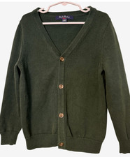 Brooks Brothers Boys Cardigan Button Front V-Neck Sz. XS Hunter Green