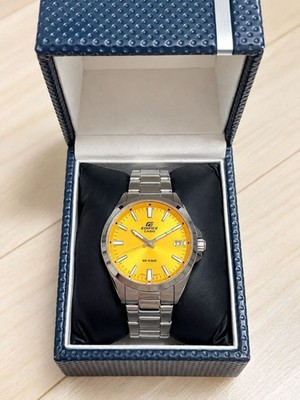 CASIO EDIFICE EFV-100DJ-9AJF Yellow Dial Quartz Date 10 Bar Men's Watch Box New