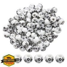 PATIKIL Black Ceramic Flower Beads 8mm Round Handmade Spacer 100Pcs