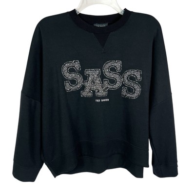 Ted Baker London 2 黑色银色刺绣SASS 宽袖运动衫小号| eBay