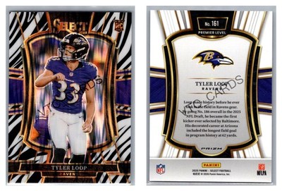 Tyler Loop RC Zebra Prizm 2025 Panini Select Football #161 Premier Level