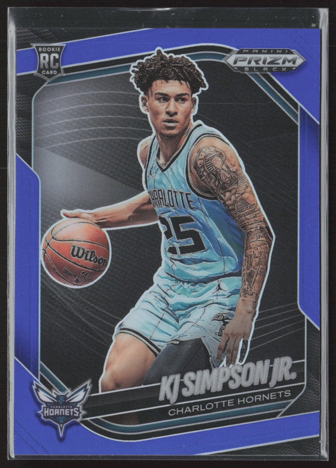 2024-25 Prizm Black KJ Simpson Jr. Blue /199 #207 RC Charlotte Hornets