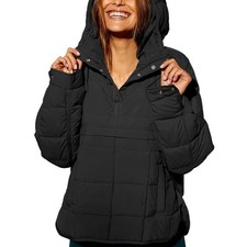 Womens Hooded Cotton Padded Jacket Winter Warm Quilted Coat Casual Outerwear