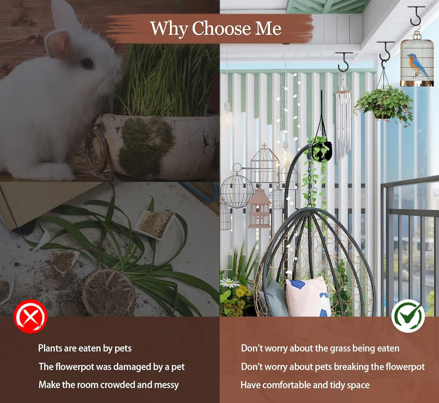 4Pack 2.5In Ceiling Hooks for Hanging  Black