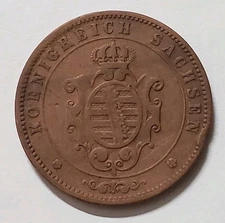 1863 B German States Saxony (Albertinian Line) 5 Pfennige Coin