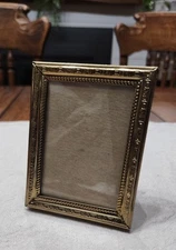 Vtg Mini Photo Picture Frame Ornate Embossed Gold-Tone Metal Brass 3x4"