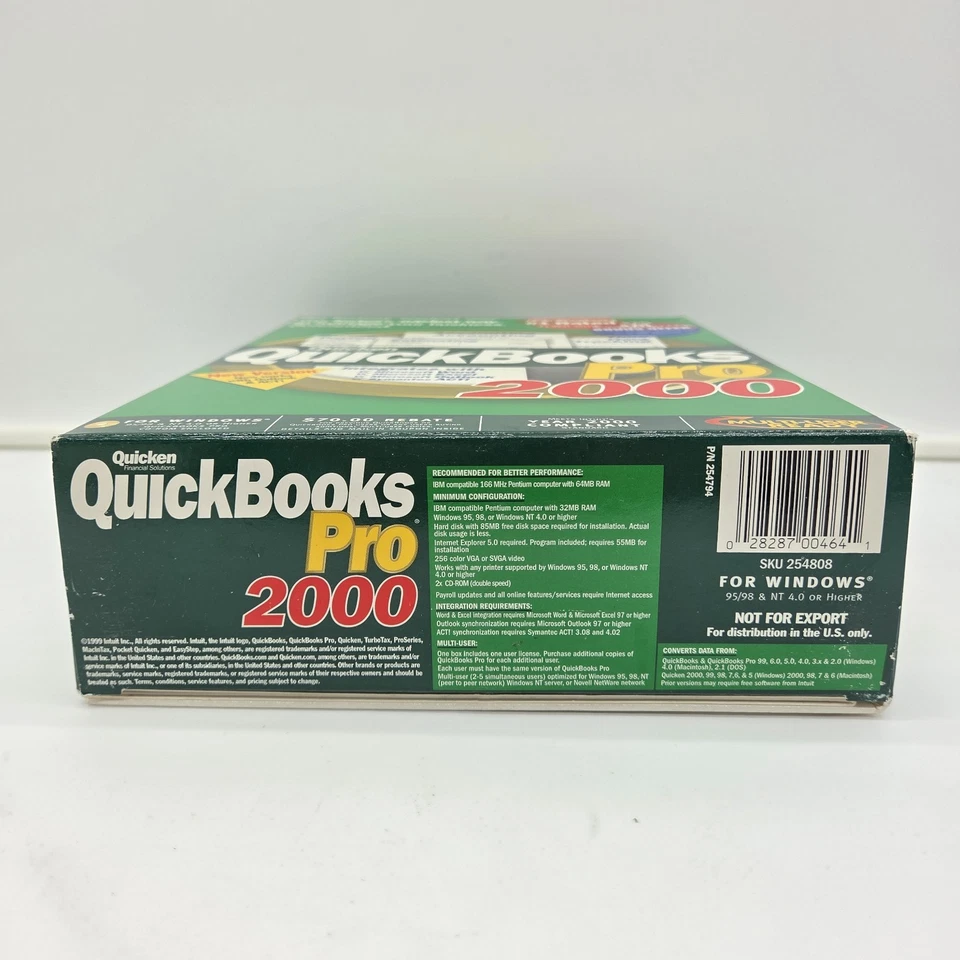 QuickBooks Pro 2000 (Intuit Quicken, Windows, New Open Box with Manuals) - Image 2 of 4