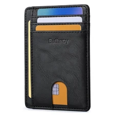 Buffway Slim Minimalist Front Pocket RFID Blocking Leather Wallets for Men an...
