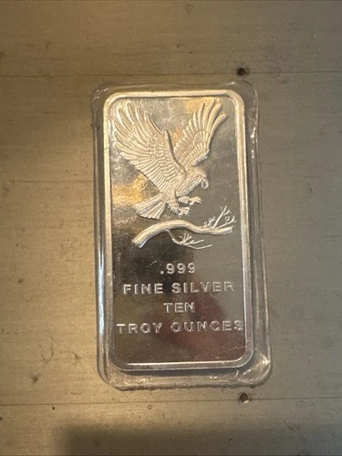 Silver Flying Eagle 10oz Pure Silver bar Bullion 10 Troy Ounces Silvertowne