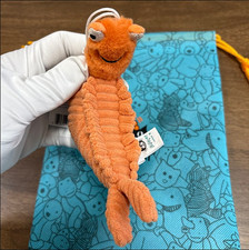 Jellycat Sheldon Shrimp Plush Keychain Bag Charm Cute Sea Creature Toy NWT