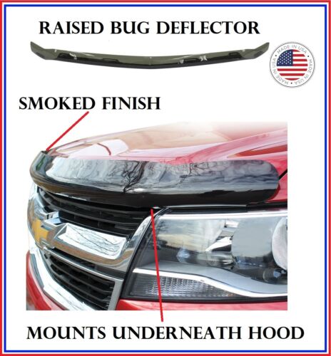 Fits Silverado 1500 2007-2013 RAISED GUARD Smoked Bug Shield Hood Deflector  - Zdjęcie 1 z 4