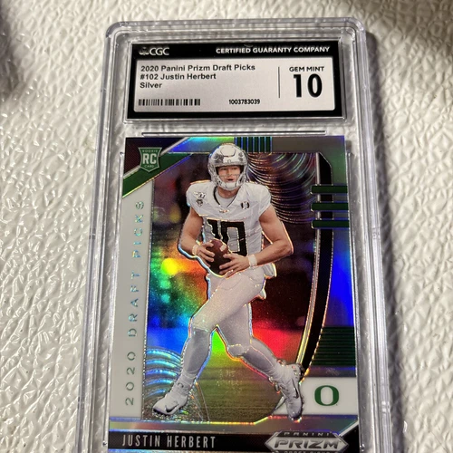  2020 Panini Prizm Draft Picks #102 Justin Herbert Silver CGC 10 Gem Mint