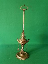 ANTICA LAMPADA FIORENTINA LUME IN OTTONE A OLIO PETROLIO 3 LUCI ANNI '50. CN1