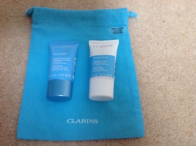 Clarins Refreshing Cream Scrub 15ml, SOS Hydra Refreshing Mask 15ml & Beutel