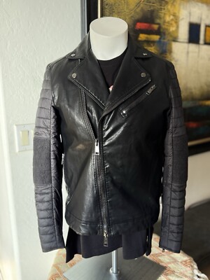 A/X ARMANI EXCHANGE Black Lamb Leather Jacket Men's Medium | eBay