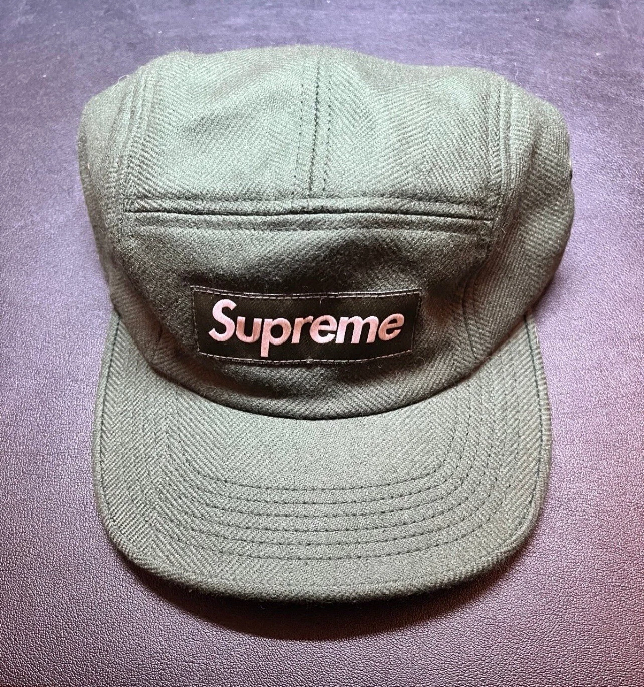 Supreme x Ing perroquet piana & C fabriqué en italien casquette de camp olive super fine