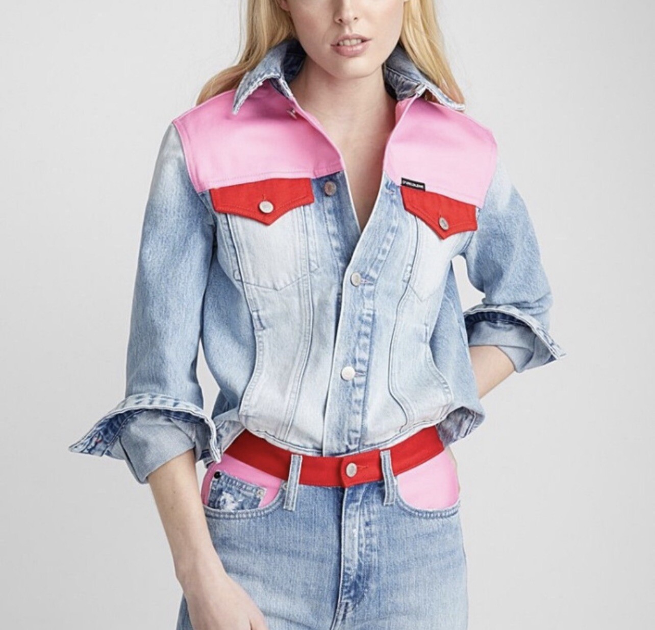 Calvin Klein Color Block Trucker Denim 