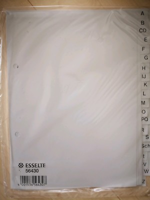 Plastikregister A - Z A5 Esselte 20 Stück 2Pakete a 10 Stück 56430