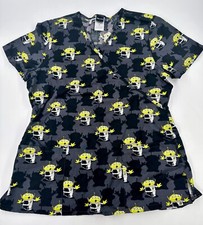 Disney Pixar Toy Story "Alien Madness" Print Women's Mock Wrap Scrub Top MED