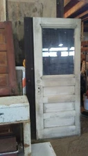 Salvaged Wood Wooden Exterior Entry Door With Window *For Restoration*
