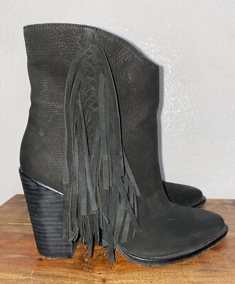 Dolce Vita Kendel Black Fringe Ankle Bootie Boots - Main Image