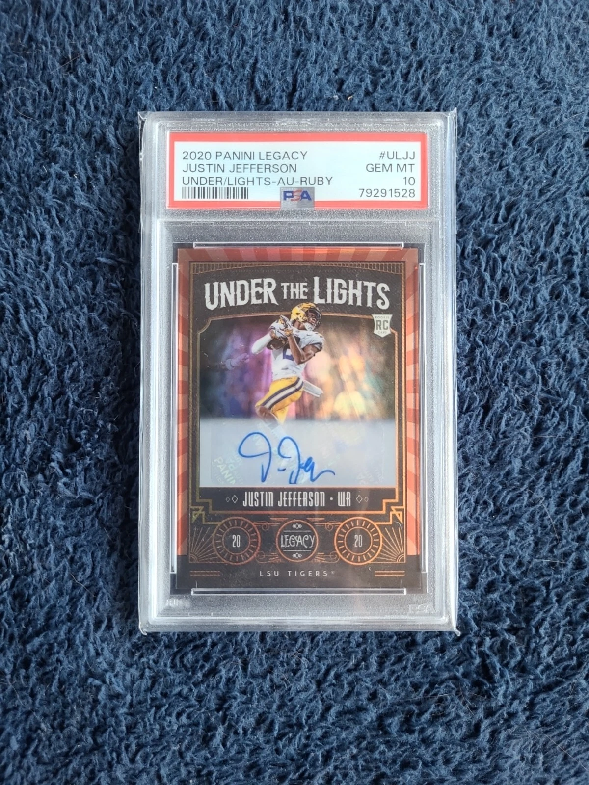 Justin Jefferson Panini Legacy Under the Lights #ULJJ Autograph-Ruby