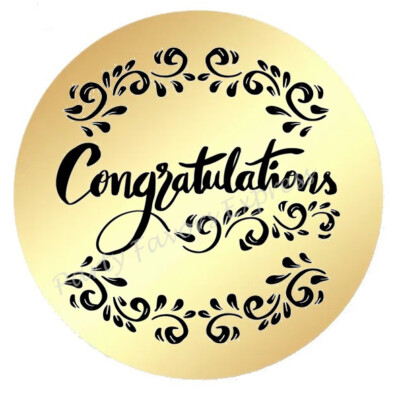 GOLD FOIL CONGRATS CONGRATULATIONS ENVELOPE SEALS LABELS STICKERS PARTY ...